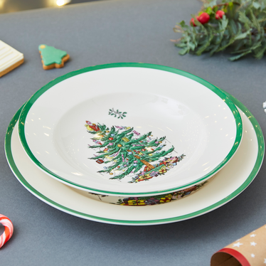 Christmas Tree Soup Plates Set of 4 Gift Boxed